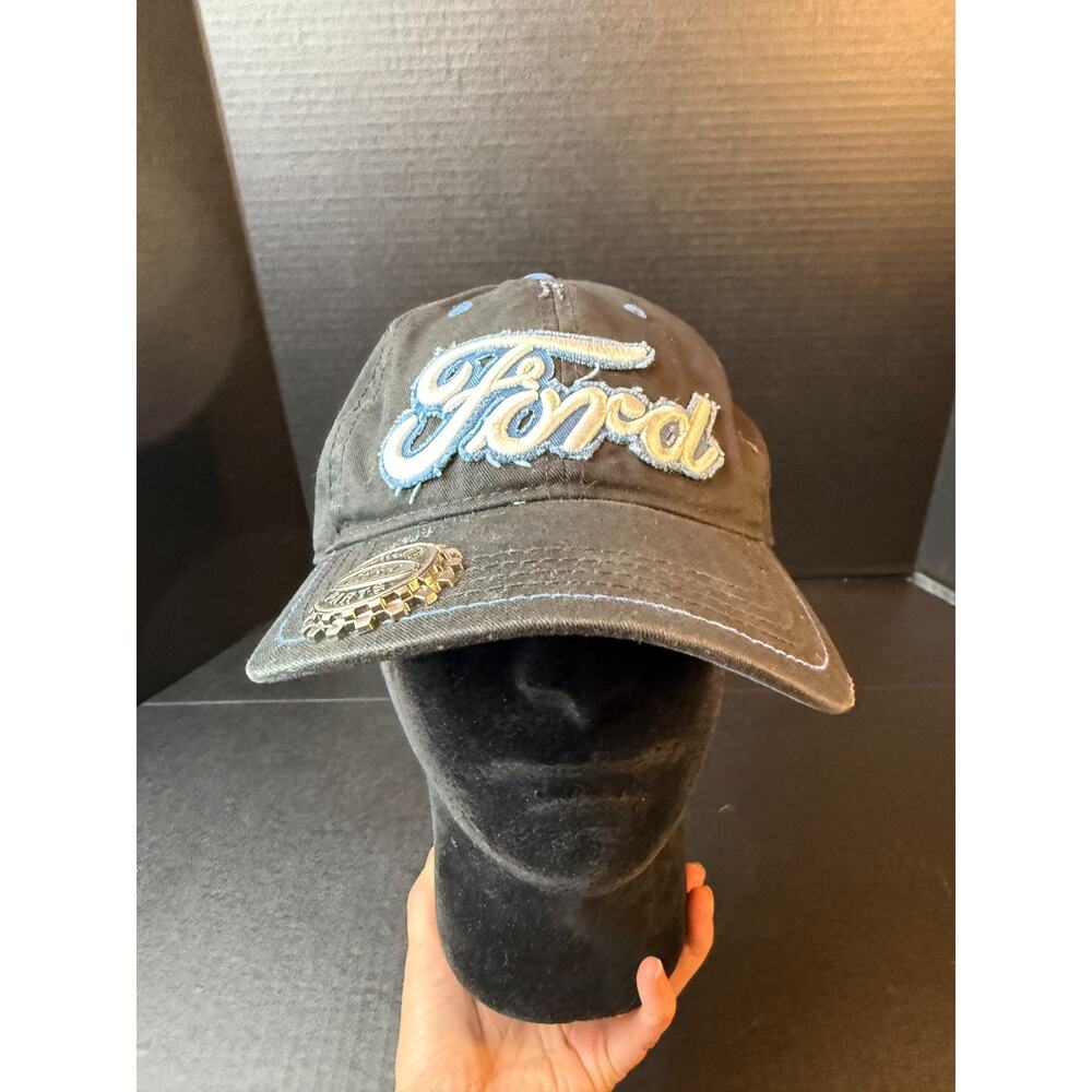 Genuine Ford Adjustable Black Mens Baseball Hat Cap w/ Bottle Cap Opener